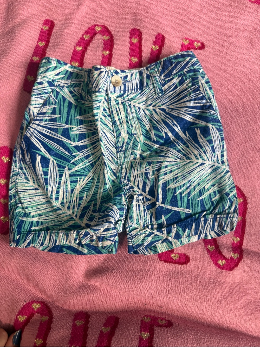 Gymboree Blue & Green Palm-Print Bermuda Shorts